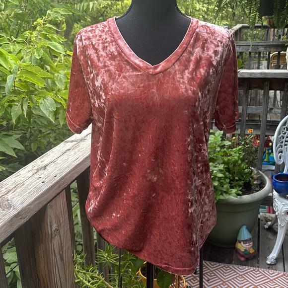 Vintage Coral Pink Velvet Velour Top - Picture 2 of 5